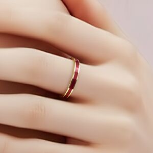 14k Gold and Red Enamel Women's Ring Size 8